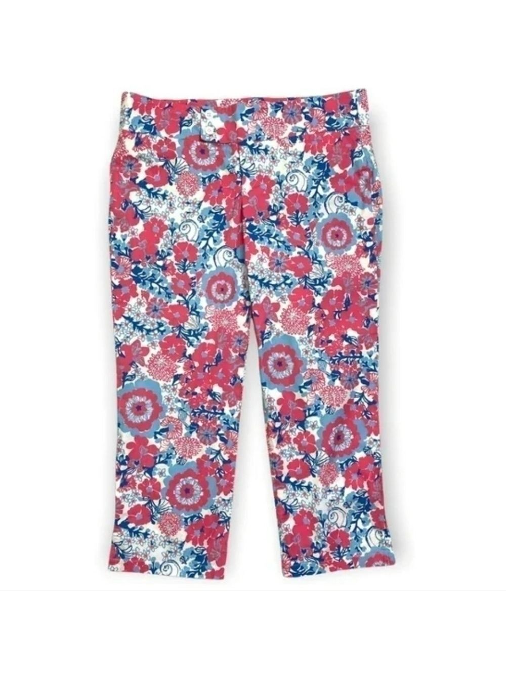 Lilly Pulitzer Bailey Capri Floral Printed Stretch Pants Shell Yeah Size 10 NWT